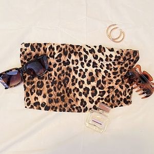 Leopard print bandeau top